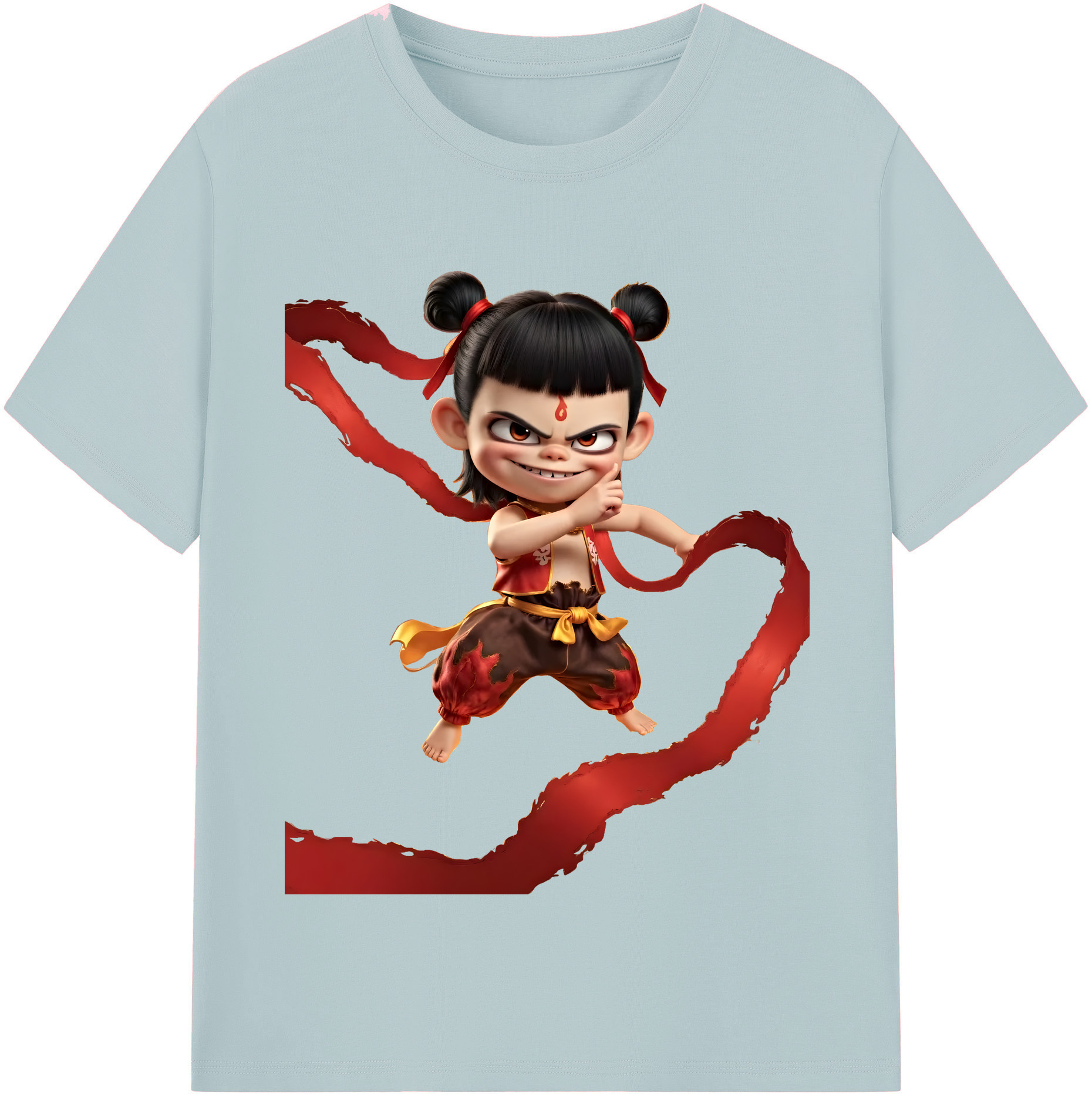 （画像用） Ne Zha 2 ナタ 魔童の大暴れ 綿100％半袖Tシャツ（フロントプリント）